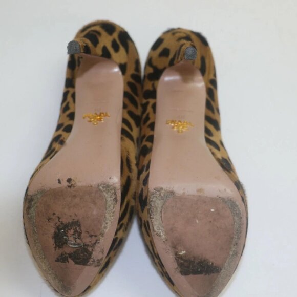 Prada Leopard Print Calf Hair Brown/Black Calzature Donna St.Ghepardo Chic US 9. - Picture 7 of 14